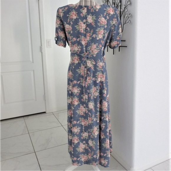 Rare Vintage Y2K Betsey Lauren Floral Cottage Victorian Midi Lace Collar Dress‼️ - Picture 2 of 7